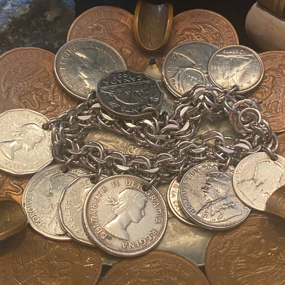 Sterling charm bracelet . 69 grams - Picture 1 of 12